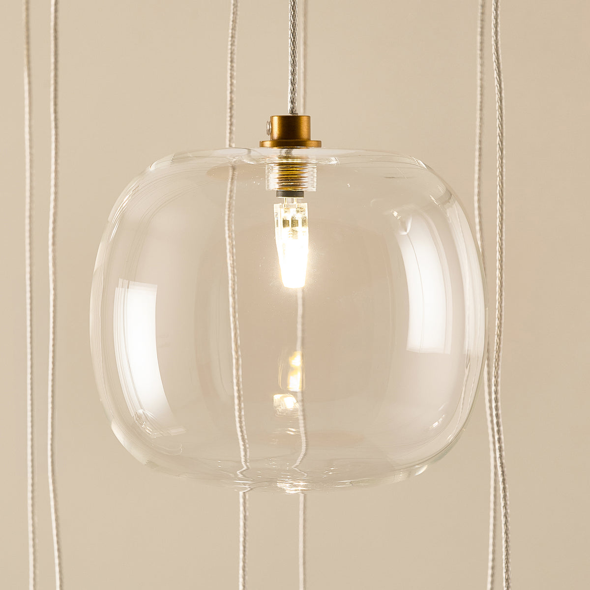Oslo 12 Light Aged Brass & Clear Glass Cascade Pendant Light
