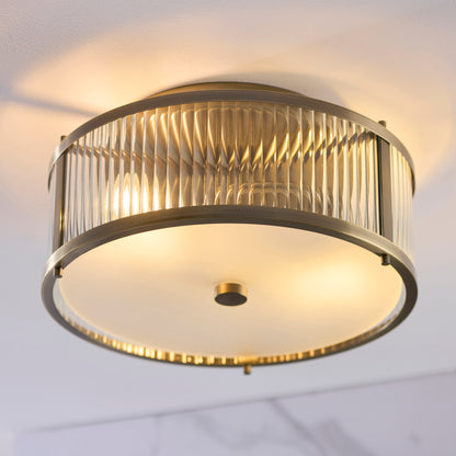 Ridgeton 2 Light Antique Brass Bathroom Ceiling Light IP44