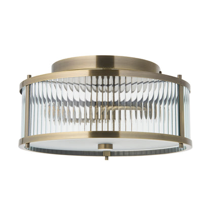 Ridgeton 2 Light Antique Brass Bathroom Ceiling Light IP44