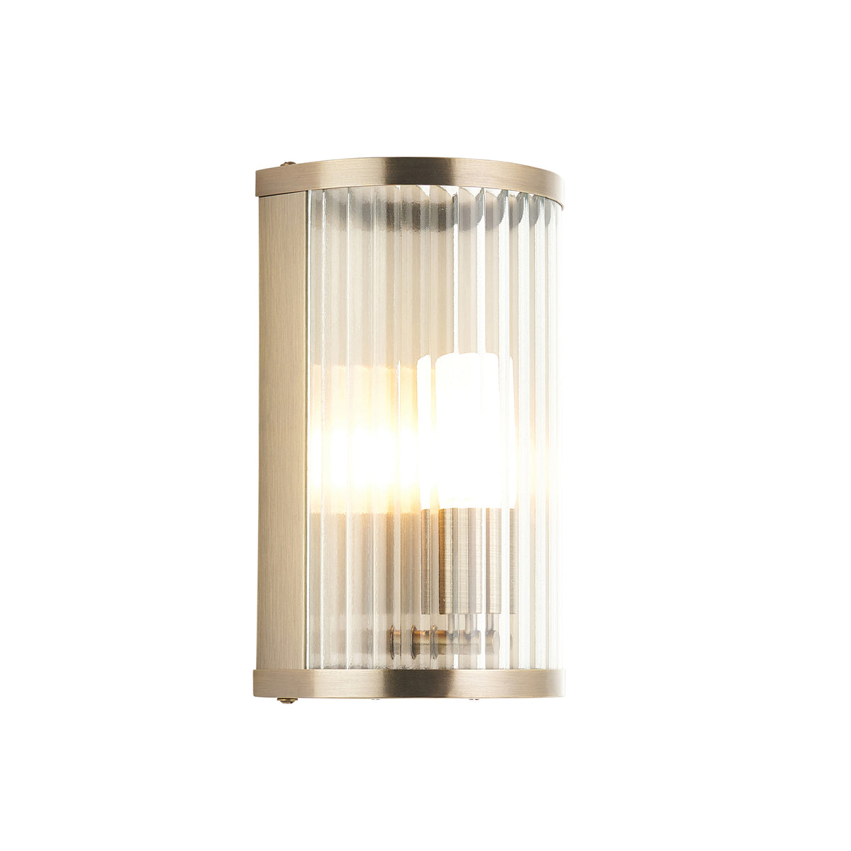 Ridgeton Antique Brass & Ribbed Glass Bathroom Wall Light IP44