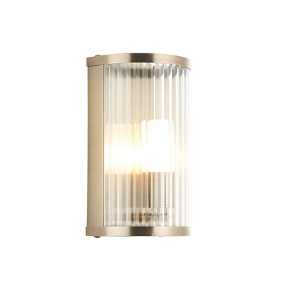 Ridgeton Antique Brass & Ribbed Glass Bathroom Wall Light IP44