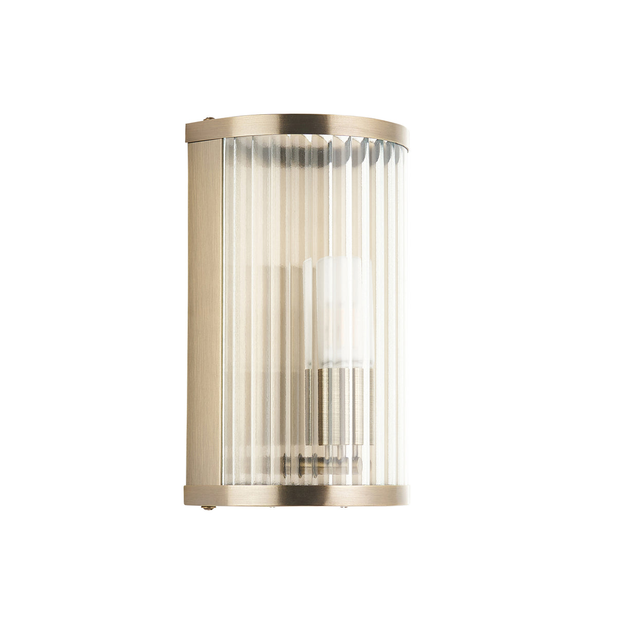 Ridgeton Antique Brass & Ribbed Glass Bathroom Wall Light IP44