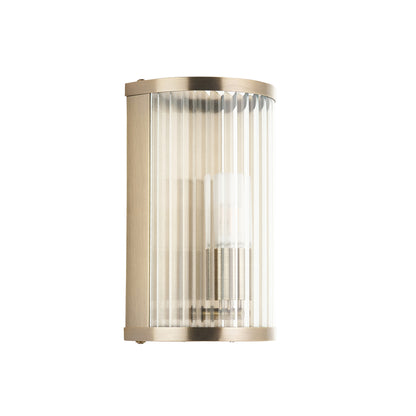 Ridgeton Antique Brass & Ribbed Glass Bathroom Wall Light IP44