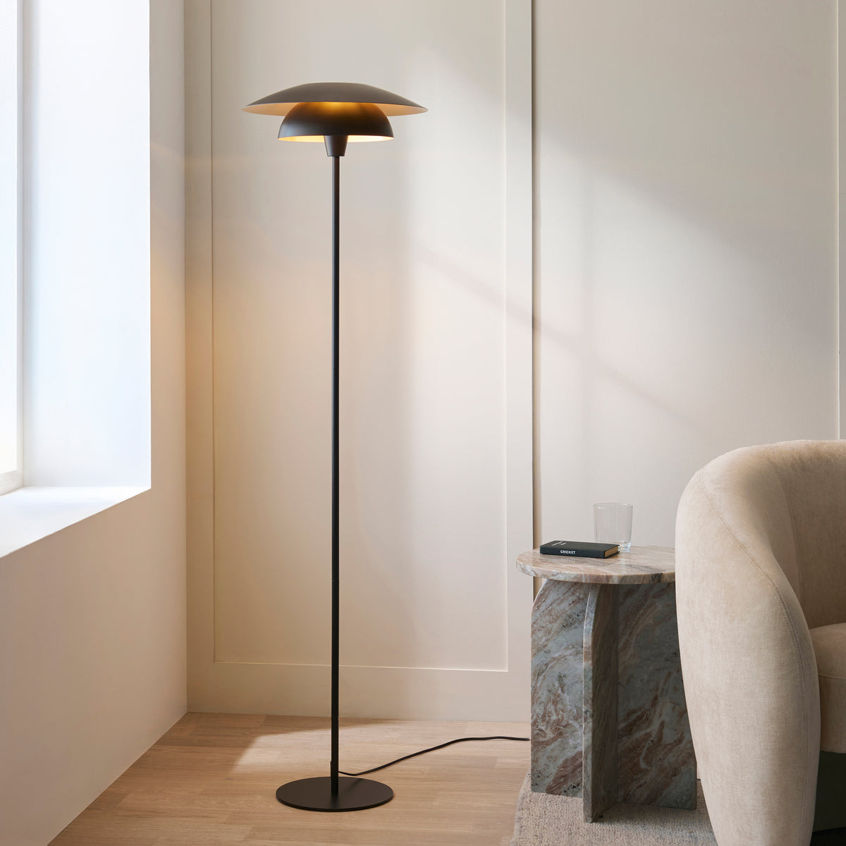 Lyon Matt Black Tiered Floor Lamp