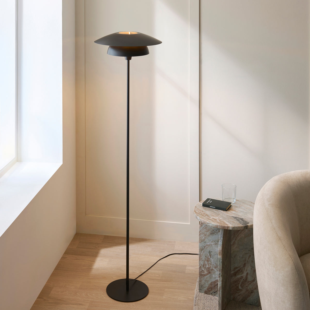 Lyon Matt Black Tiered Floor Lamp