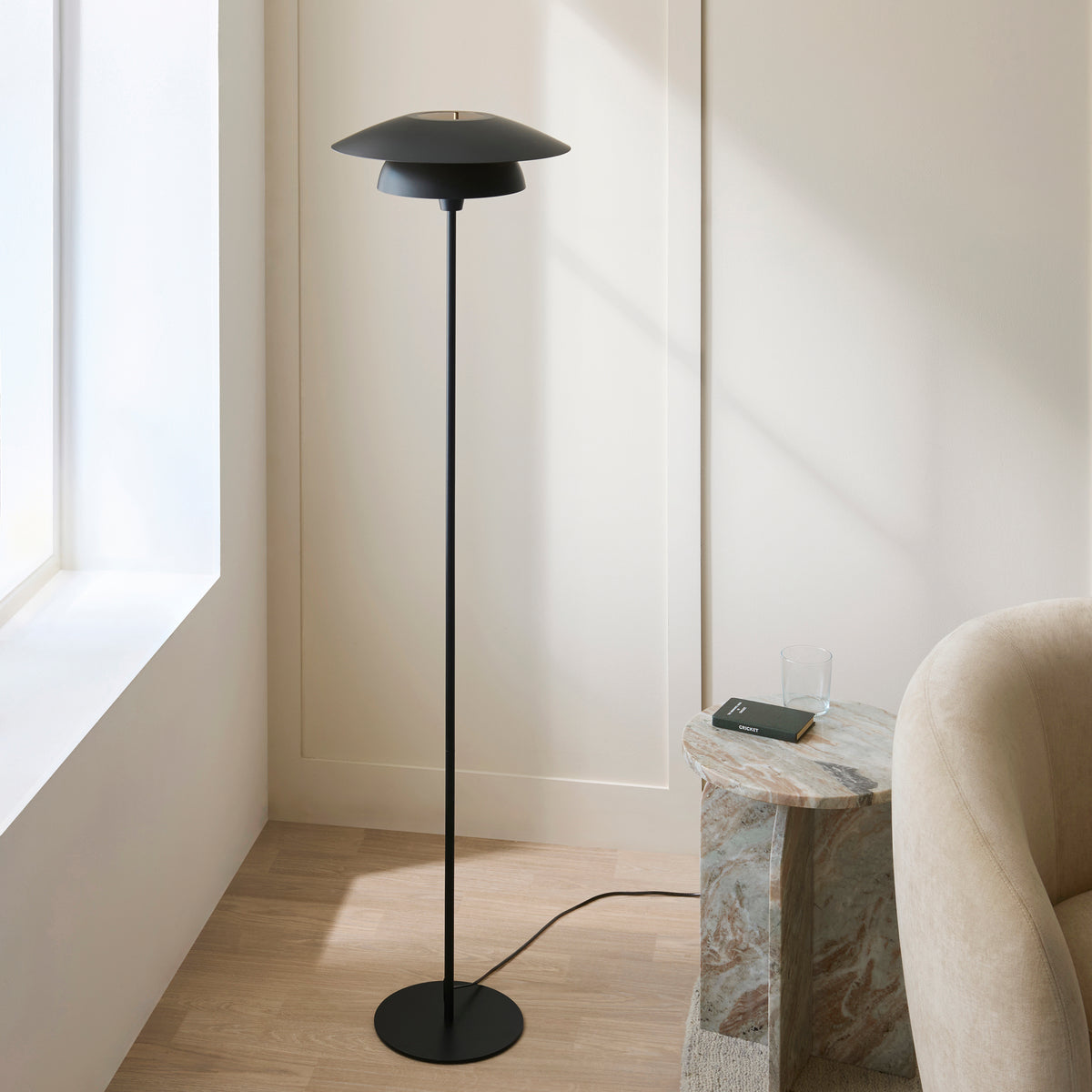 Lyon Matt Black Tiered Floor Lamp