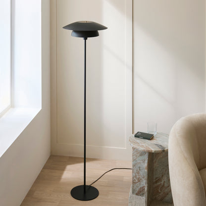 Lyon Matt Black Tiered Floor Lamp
