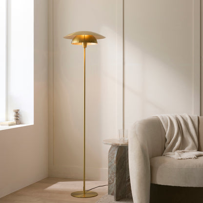 Lyon Satin Brass Tiered Floor Lamp