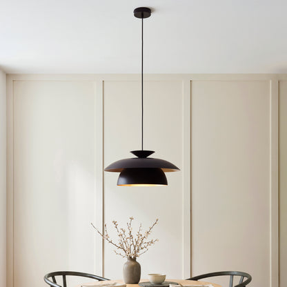 Lyon Matt Black Tiered Pendant Ceiling Light