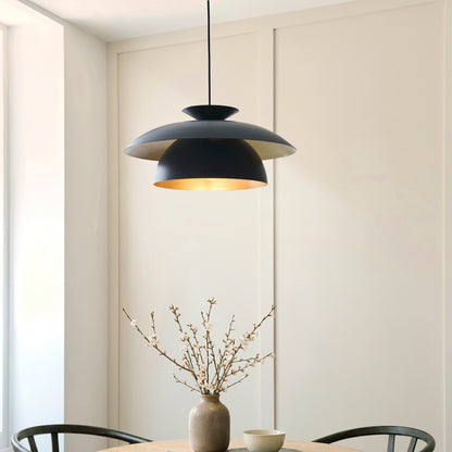 Lyon Matt Black Tiered Pendant Ceiling Light