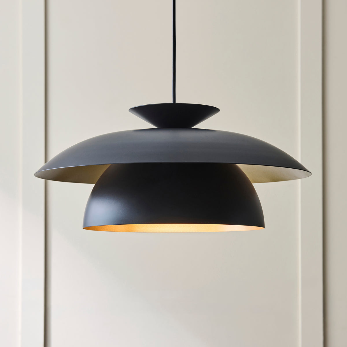 Lyon Matt Black Tiered Pendant Ceiling Light