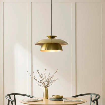 Lyon Satin Brass Tiered Pendant Ceiling Light