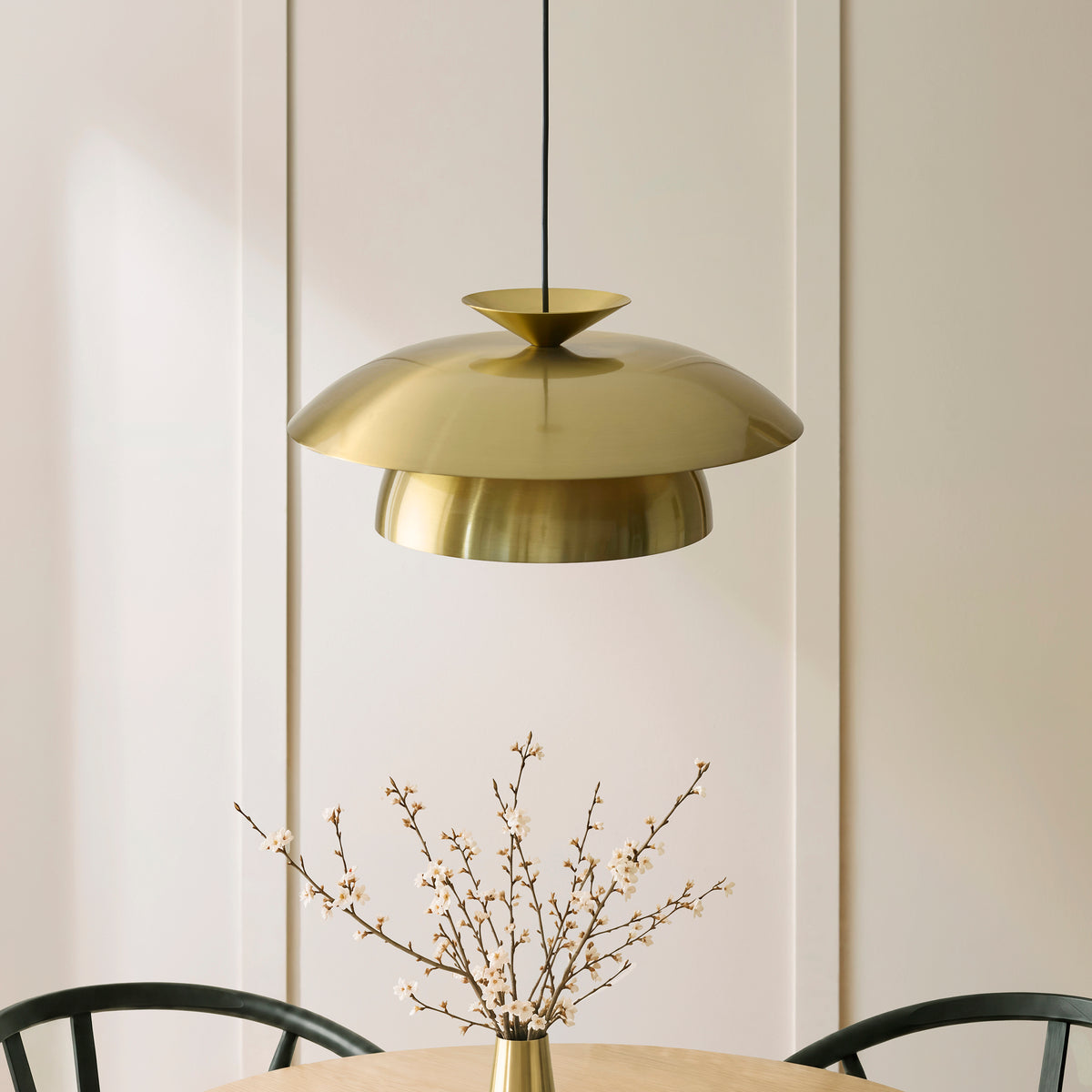 Lyon Satin Brass Tiered Pendant Ceiling Light