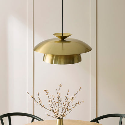 Lyon Satin Brass Tiered Pendant Ceiling Light