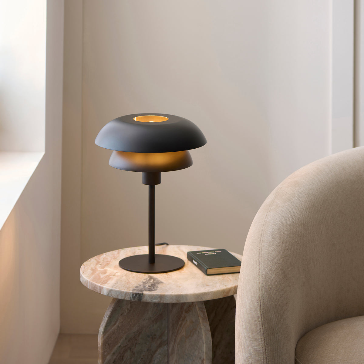 Lyon Matt Black Tiered Table Lamp