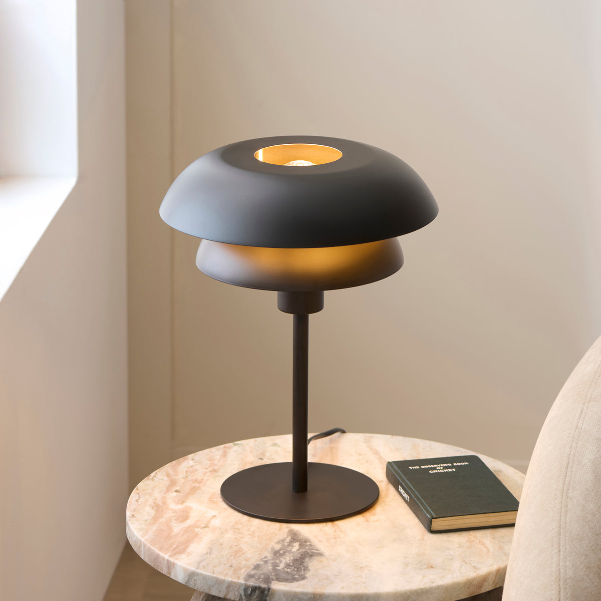 Lyon Matt Black Tiered Table Lamp
