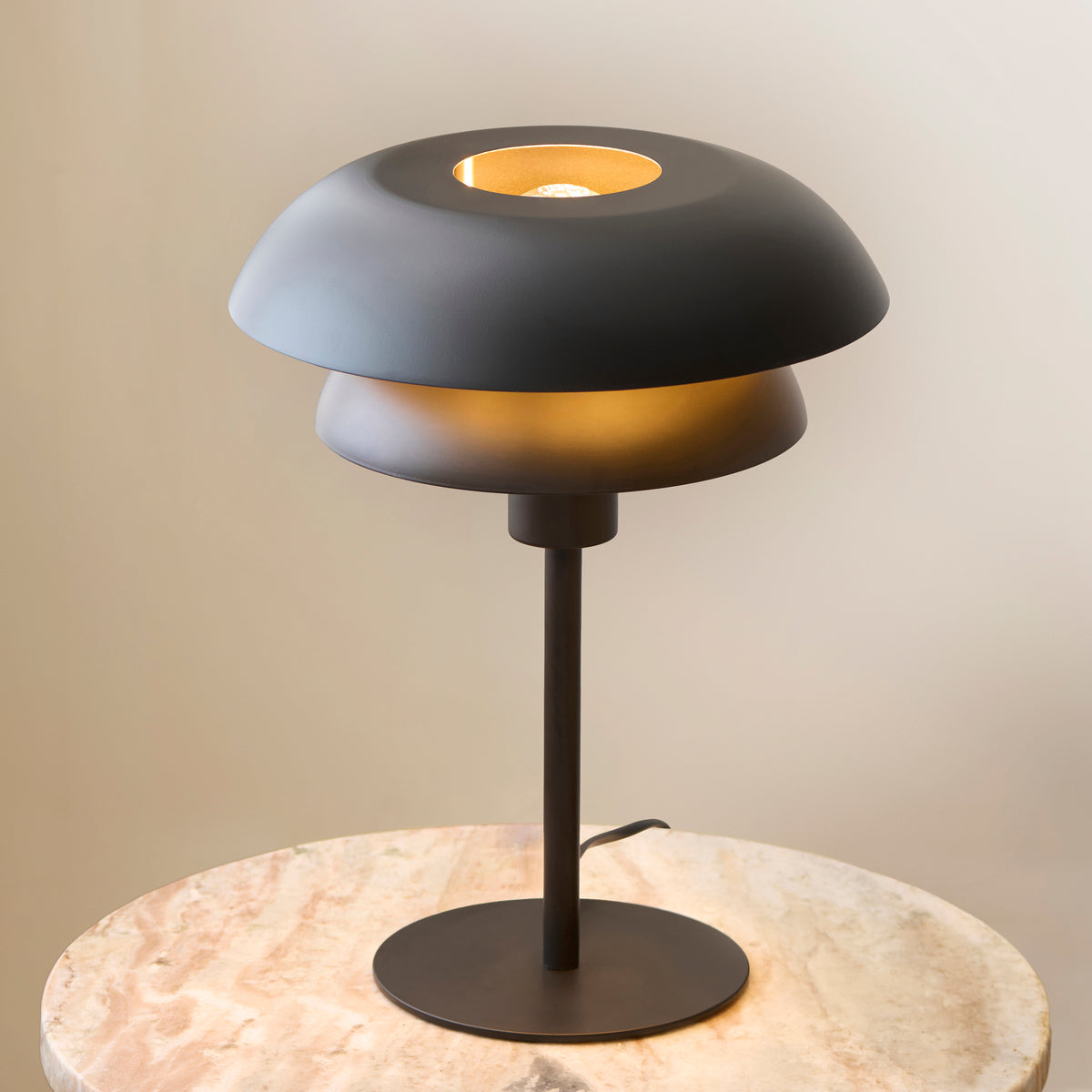 Lyon Matt Black Tiered Table Lamp