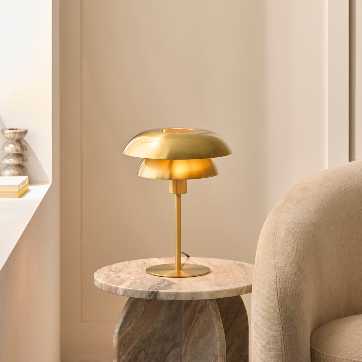 Lyon Satin Brass Tiered Table Lamp