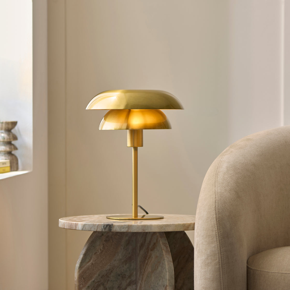 Lyon Satin Brass Tiered Table Lamp