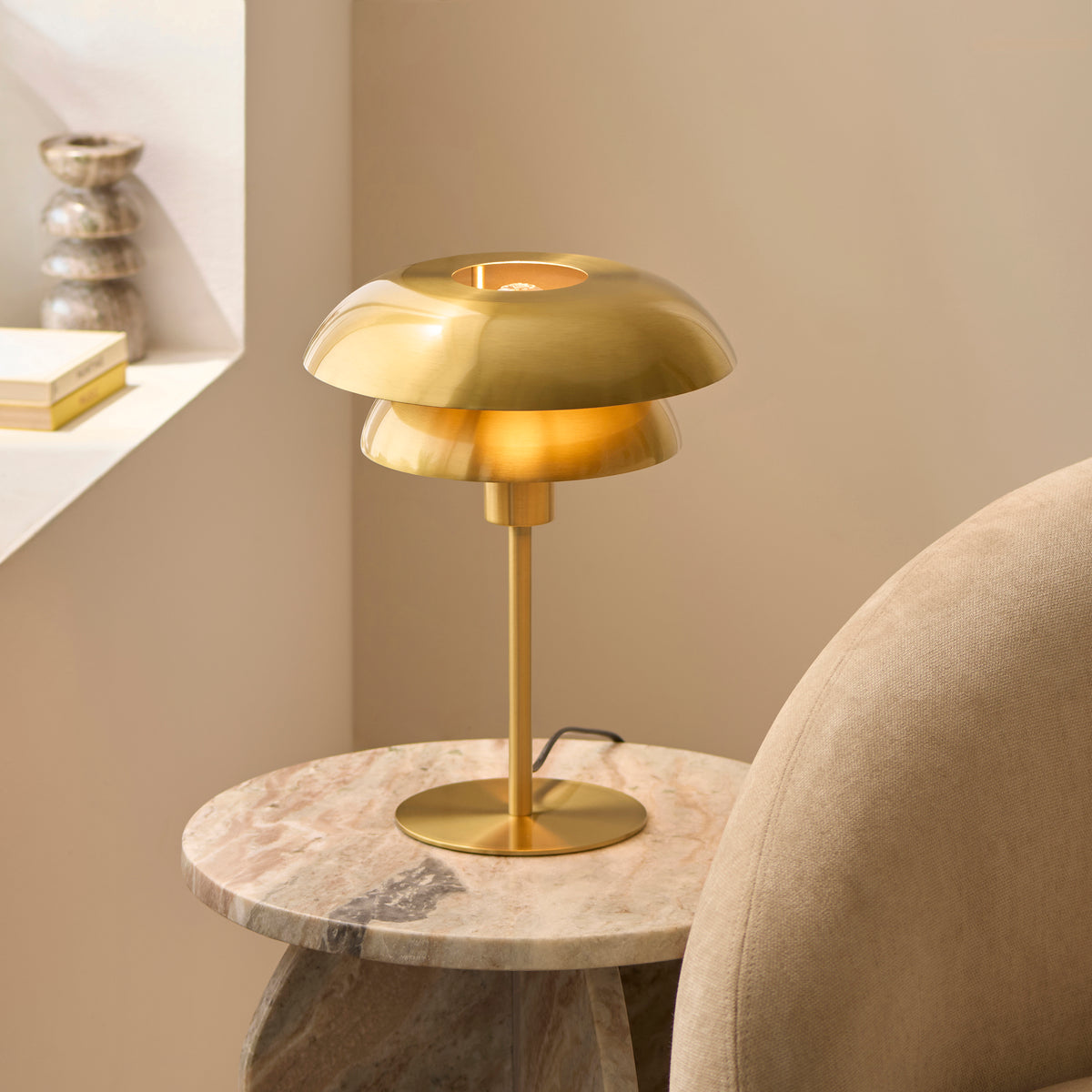 Lyon Satin Brass Tiered Table Lamp