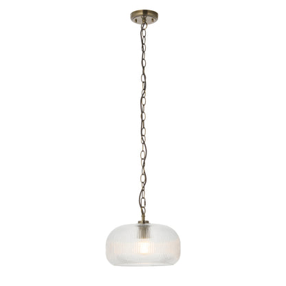 Harborne Antique Brass & Ribbed Glass Pendant Ceiling Light