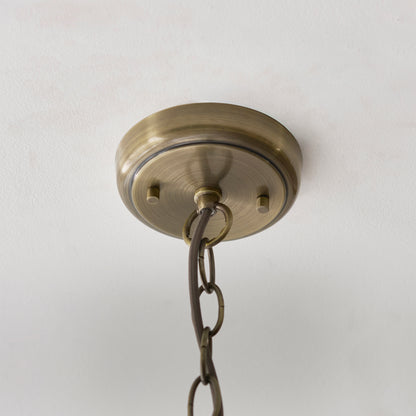 Harborne Antique Brass & Ribbed Glass Pendant Ceiling Light