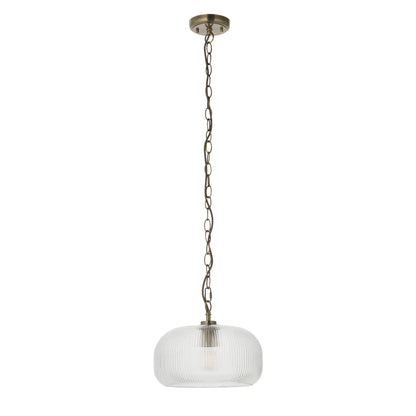 Harborne Antique Brass & Ribbed Glass Pendant Ceiling Light