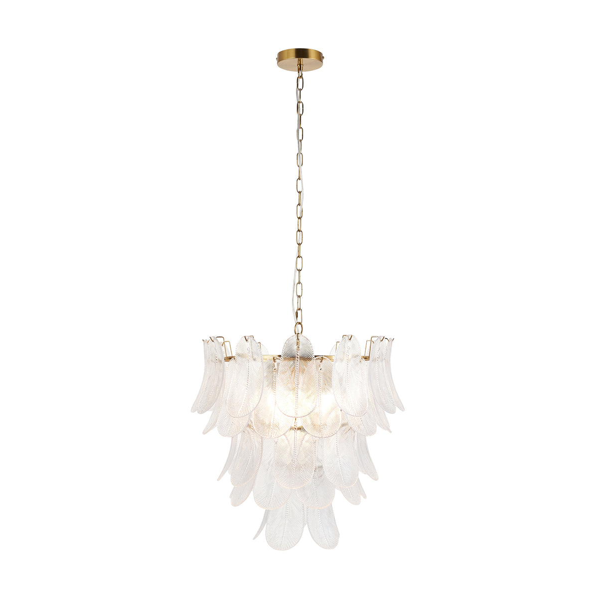 Autumn 4 Light Aged Brass & Glass Leaf Pendant Ceiling Light