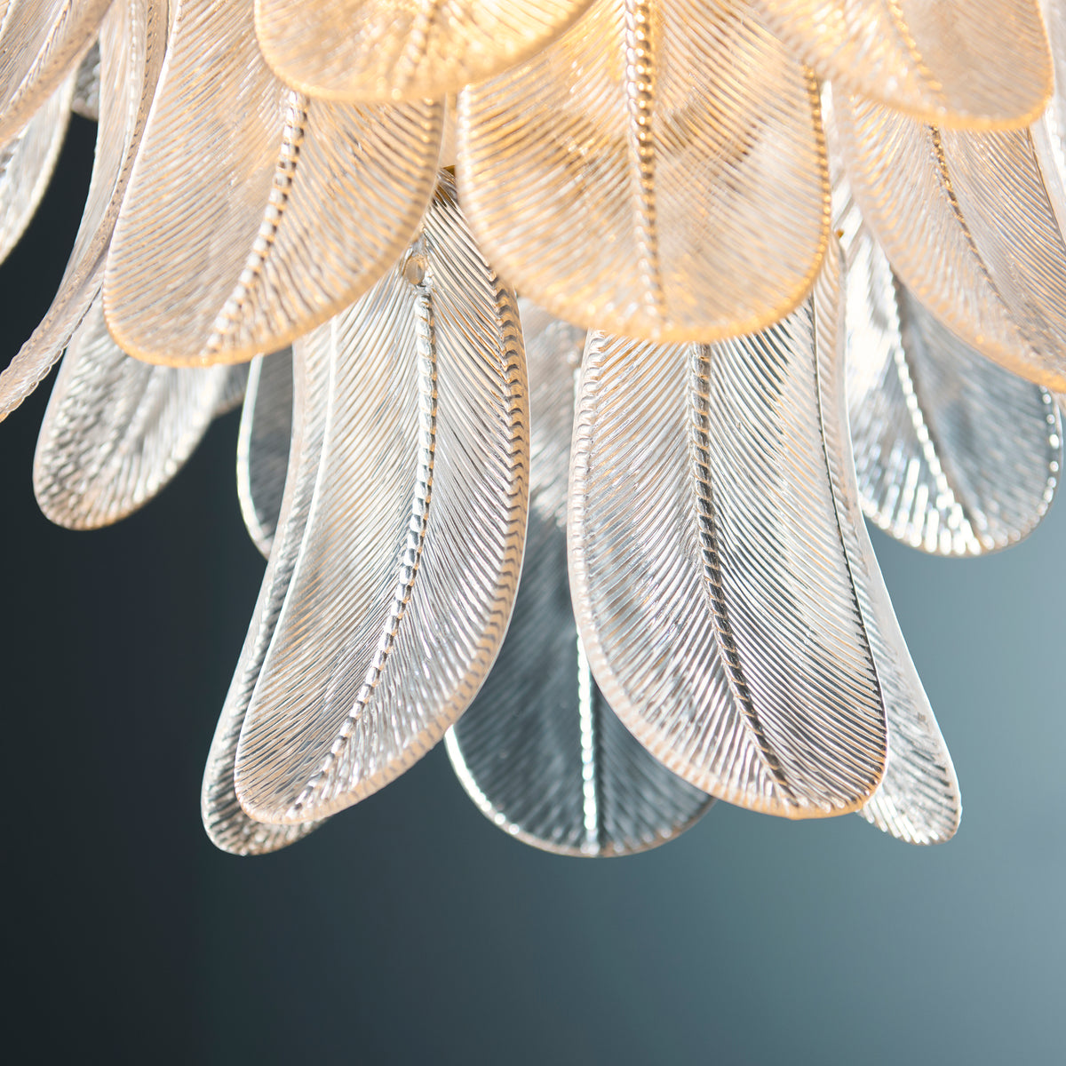 Autumn 4 Light Aged Brass & Glass Leaf Pendant Ceiling Light