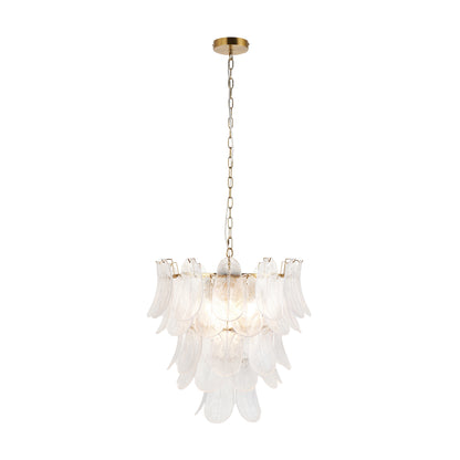 Autumn 4 Light Aged Brass & Glass Leaf Pendant Ceiling Light