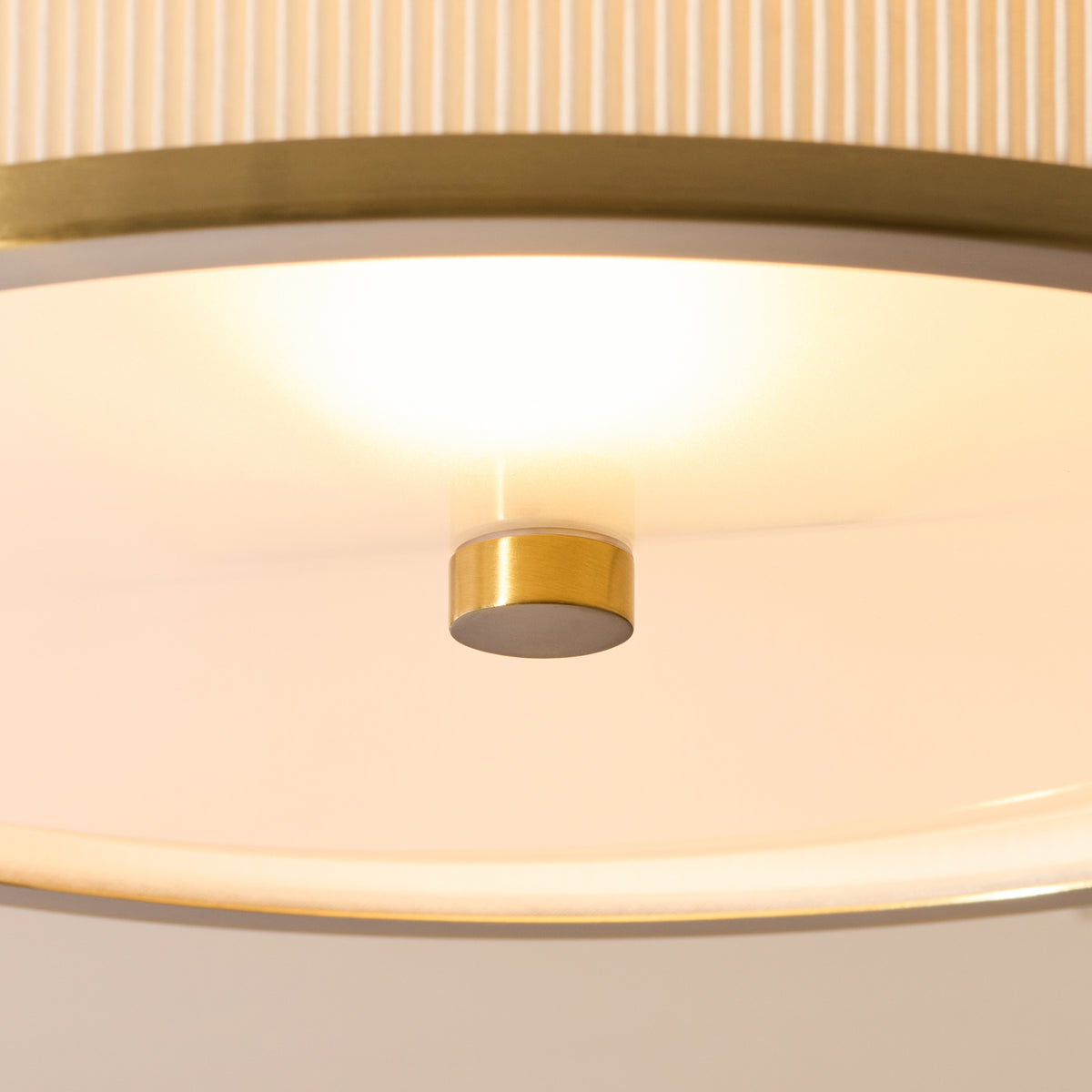 Lexi Ivory Pleated & Aged Brass Flush Ceiling Light