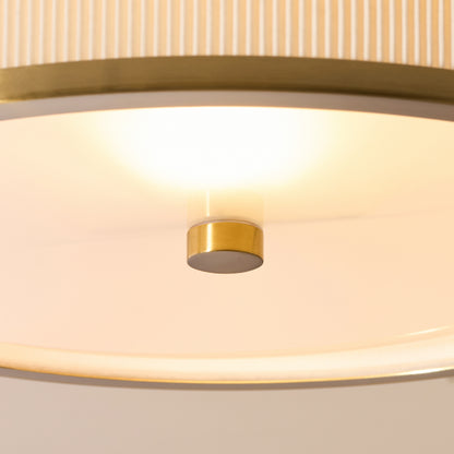 Lexi Ivory Pleated & Aged Brass Flush Ceiling Light