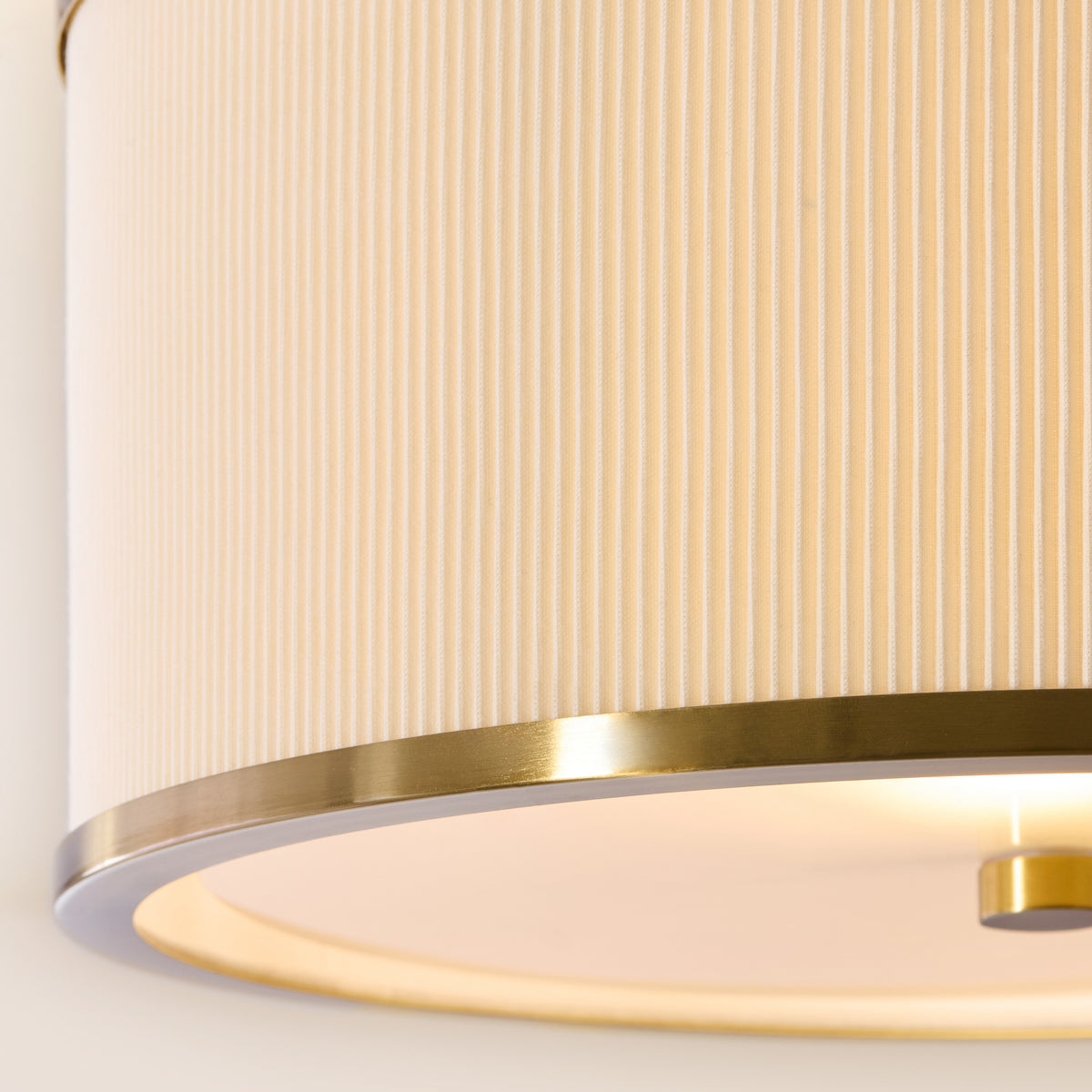 Lexi Ivory Pleated & Aged Brass Flush Ceiling Light