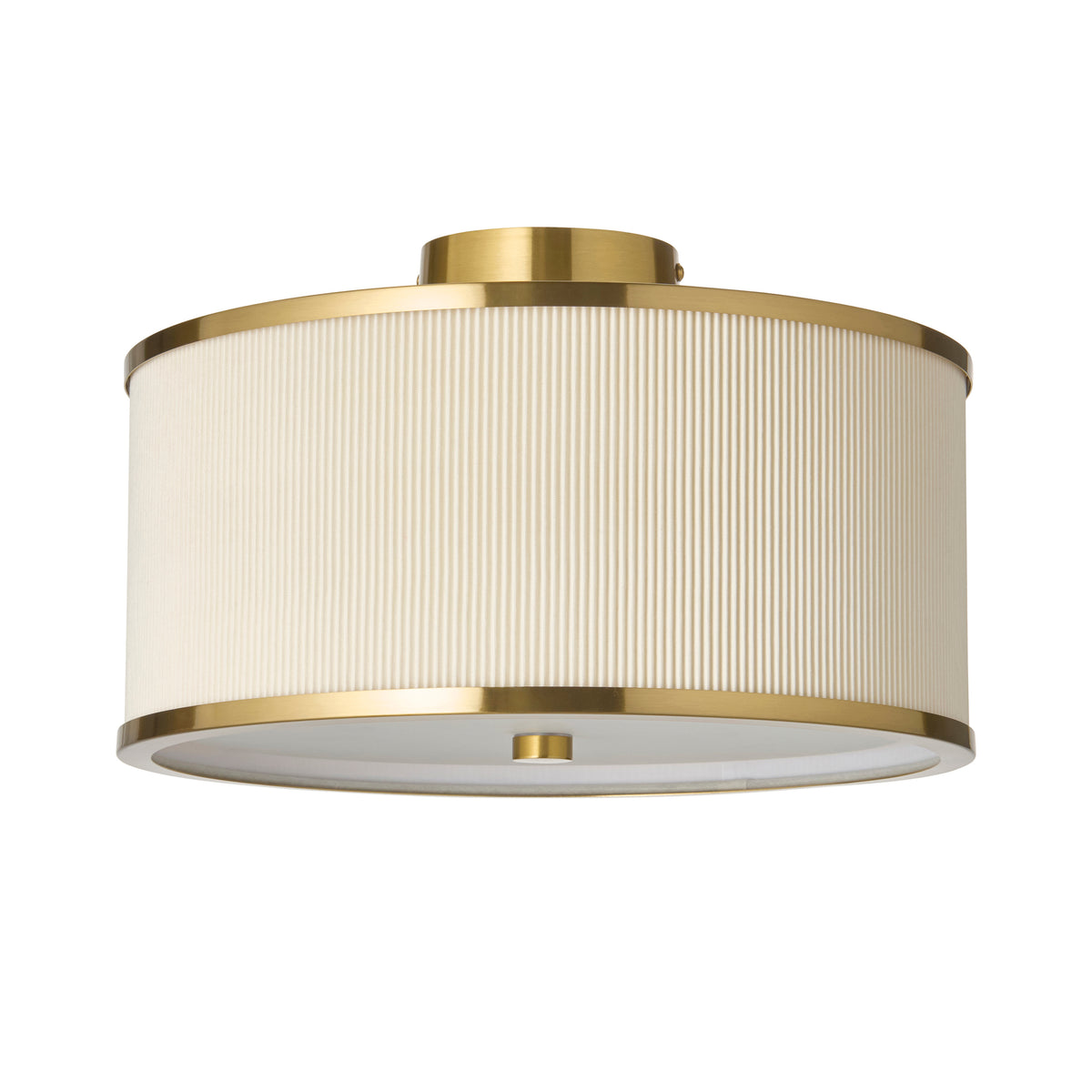 Lexi Ivory Pleated & Aged Brass Flush Ceiling Light