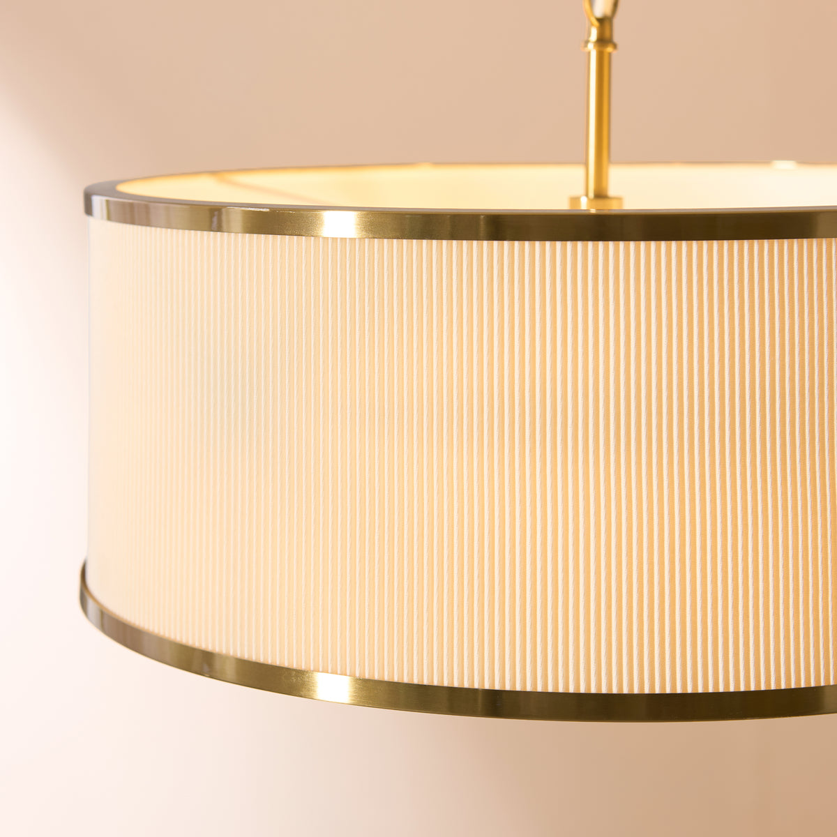 Lexi 3 Light Ivory Pleated & Aged Brass Pendant Ceiling Light