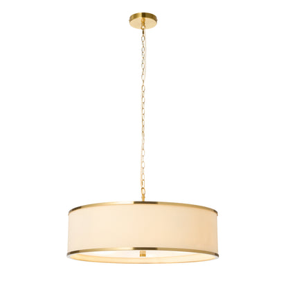 Lexi 5 Light Ivory Pleated & Aged Brass Pendant Ceiling Light