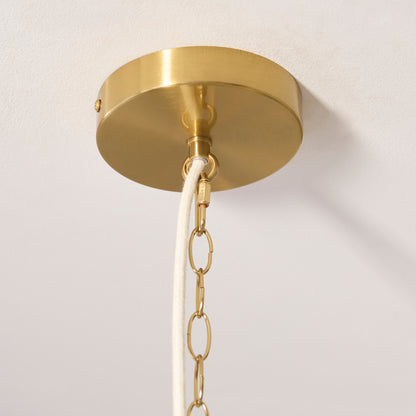 Lexi 5 Light Ivory Pleated & Aged Brass Pendant Ceiling Light