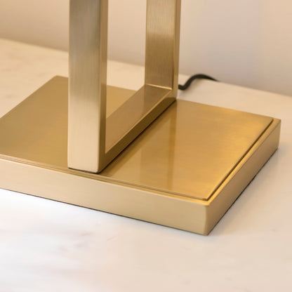 Seattle Aged Brass Table Lamp with Ivory Shade