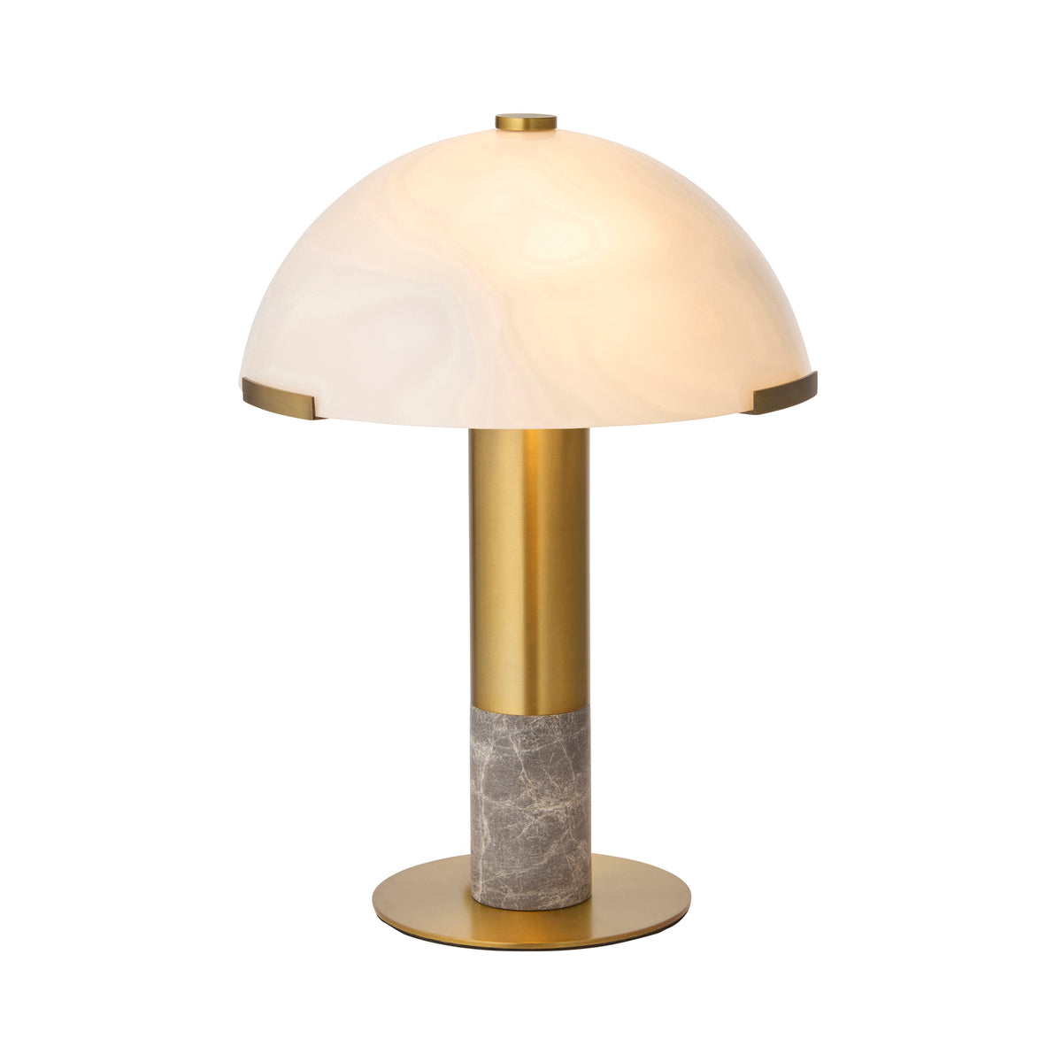 Hansel Warm Brass & Grey Marble Opal Glass Table Lamp