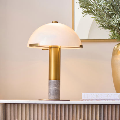 Hansel Warm Brass & Grey Marble Opal Glass Table Lamp