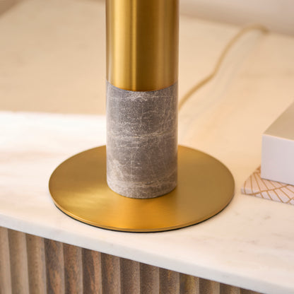 Hansel Warm Brass & Grey Marble Opal Glass Table Lamp