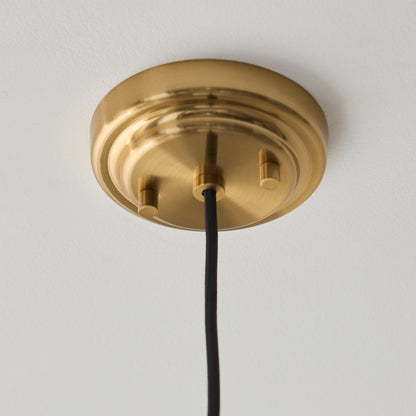 Evora Small Aged Brass & Opal Ribbed Glass Pendant Ceiling Light