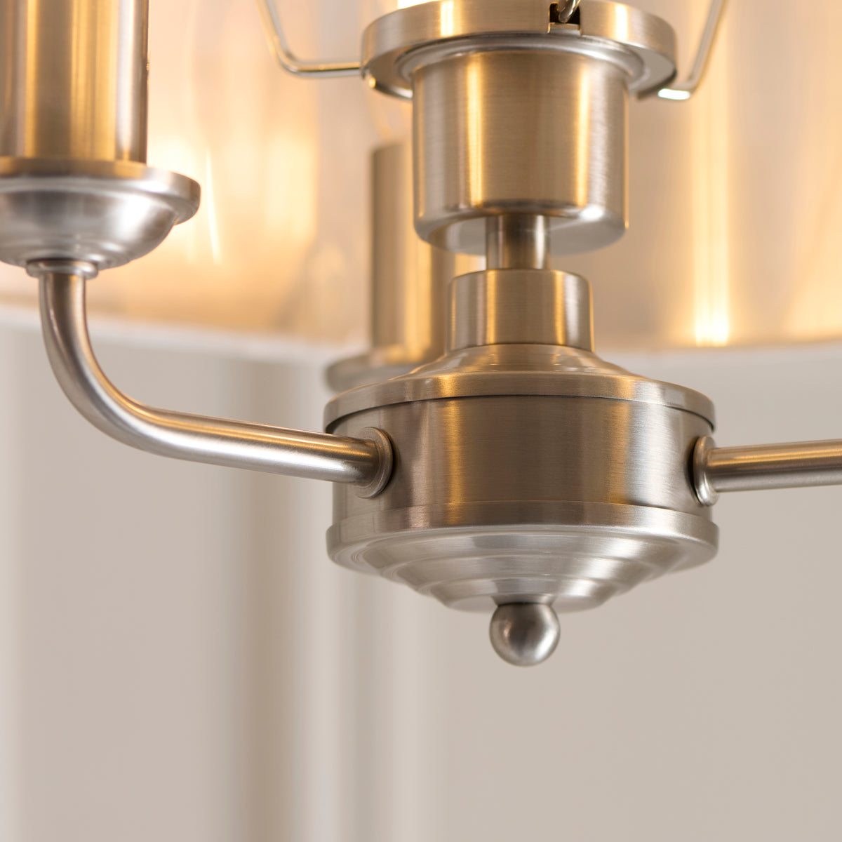 Highclere 3 Light Brushed Chrome & Linen Flush Ceiling Light