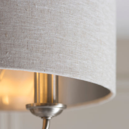 Highclere 3 Light Brushed Chrome & Linen Flush Ceiling Light