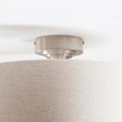 Highclere 3 Light Brushed Chrome & Linen Flush Ceiling Light