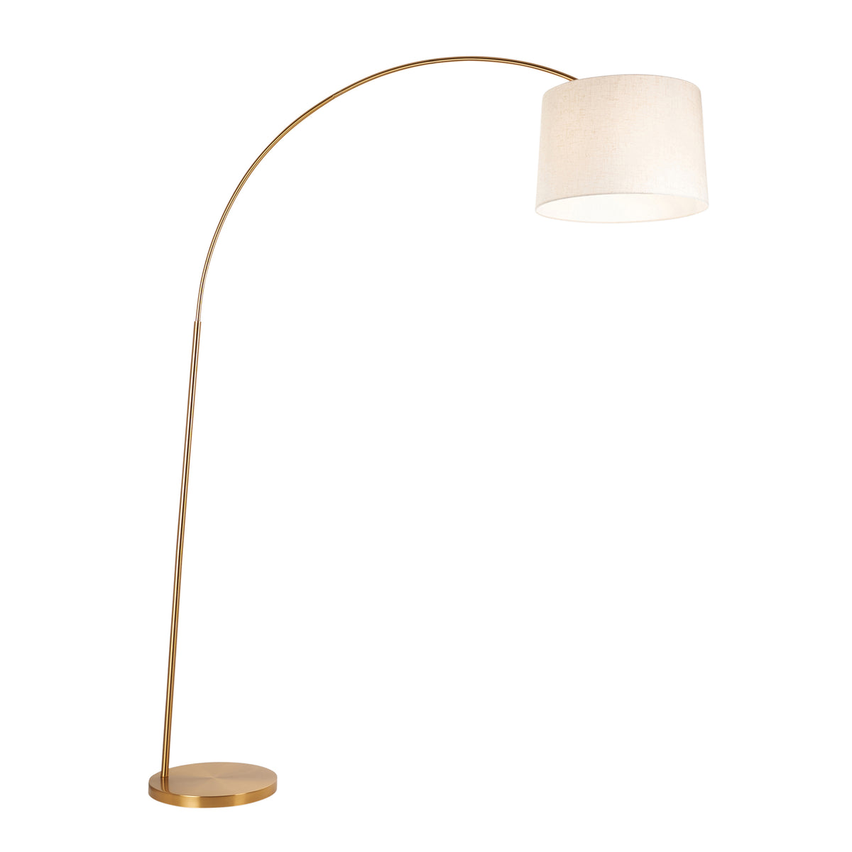 Carlson XL Warm Brass Arc Floor Lamp with Natural Shade
