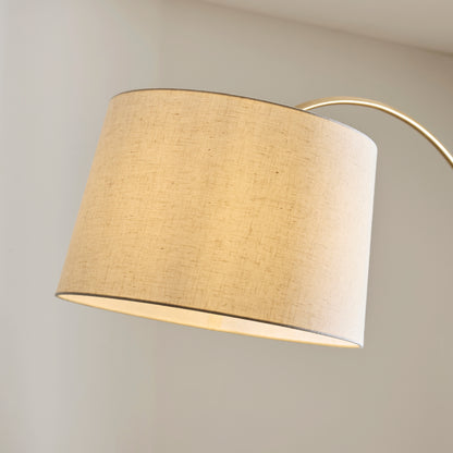Carlson XL Warm Brass Arc Floor Lamp with Natural Shade