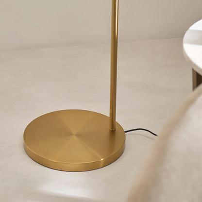 Carlson XL Warm Brass Arc Floor Lamp with Natural Shade