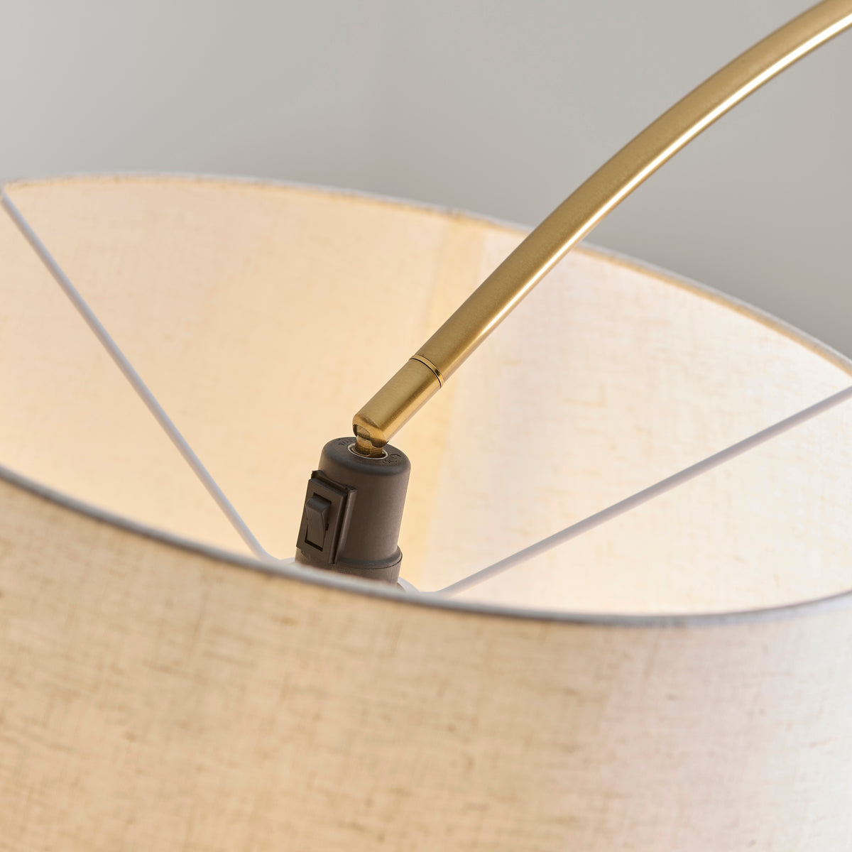 Carlson XL Warm Brass Arc Floor Lamp with Natural Shade