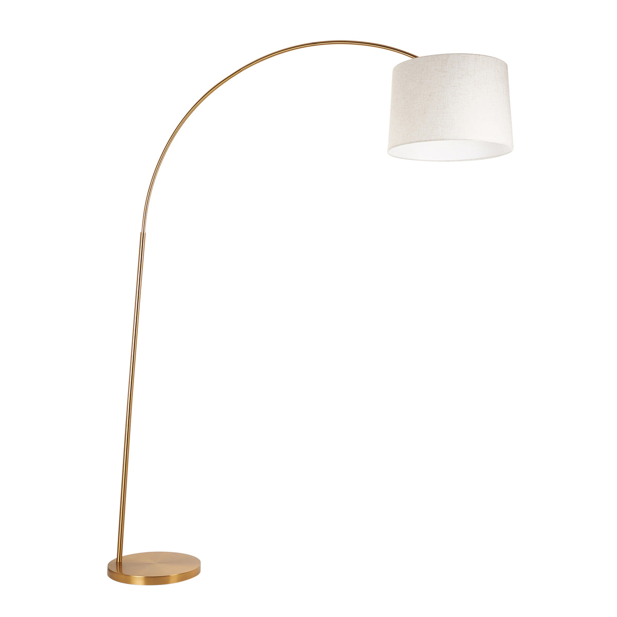 Carlson XL Warm Brass Arc Floor Lamp with Natural Shade